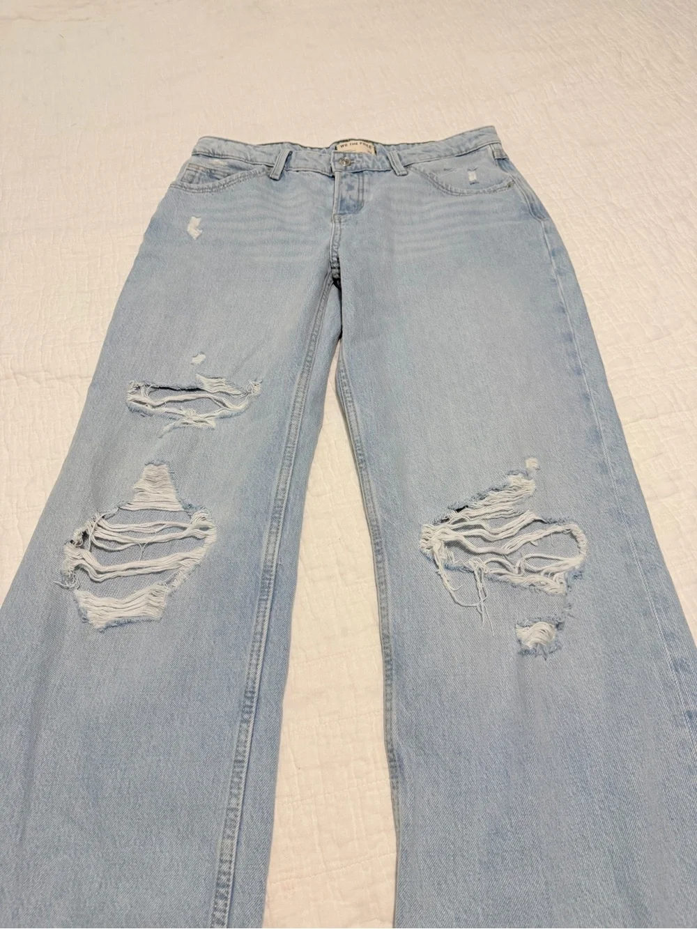 Free People Women's Tennessee Low-Rise Boyfriend Jeans Y2K grunge wide leg 29